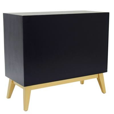 Leonardo Black Wash Cabinet 2 Doors Gold Legs main image